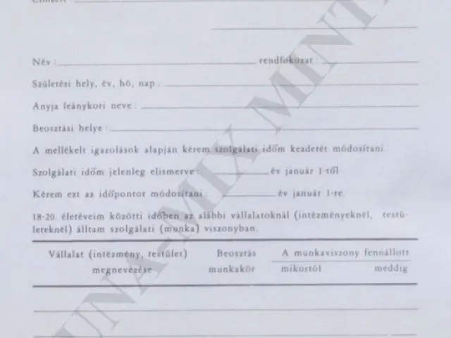 Kérelem a szolgálati idő mód.
